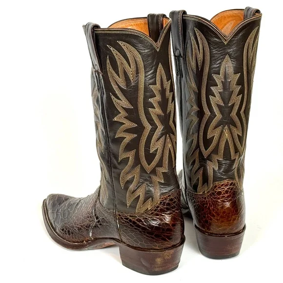 Justin Cowboy Boots - Chocolate Brown Mens Sz 8.5B Excellent Vtg Cond X-toe 9201 - Picture 10 of 12